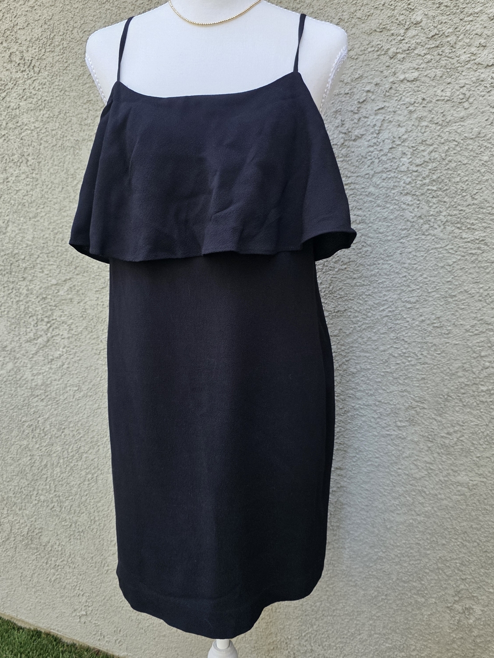 J.Crew Black Ruffle Slip Mini Dress – Size 10